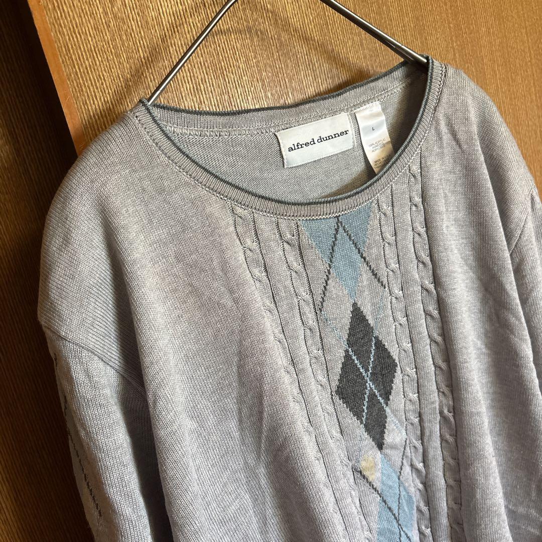 alfred dunner【L】グレー セーター アーガイル柄 アーガイルニット — image 5