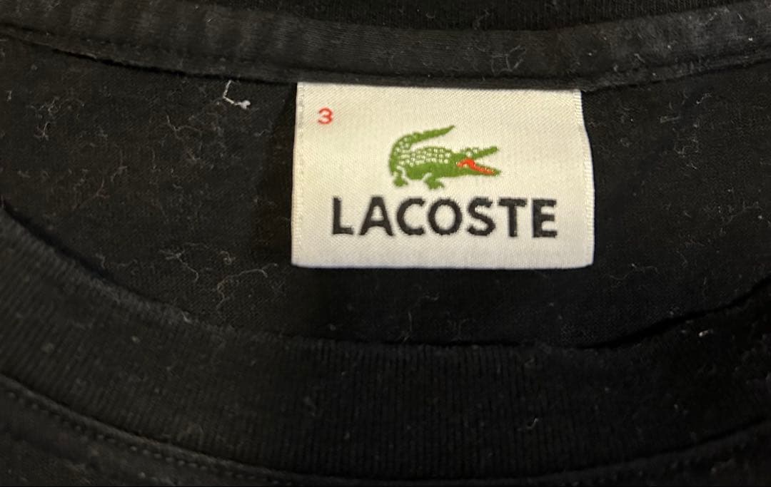 LACOSTE（ラコステ）Tシャツ サイズ3 ブラック ワンポイントロゴ — image 4