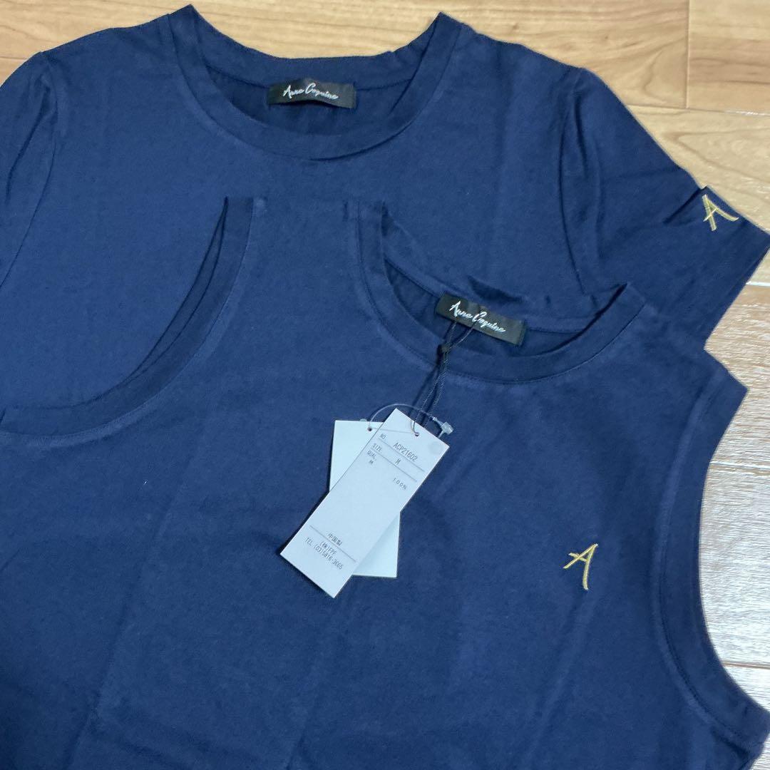週末セール‼️AnneCoquine 半袖Tシャツ＆タンクトップセット ネイビーM — image 2