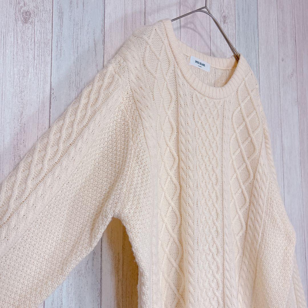 【SPICEISLAND】長袖ニット セーター ケーブル編み クルーネック XL — image 5