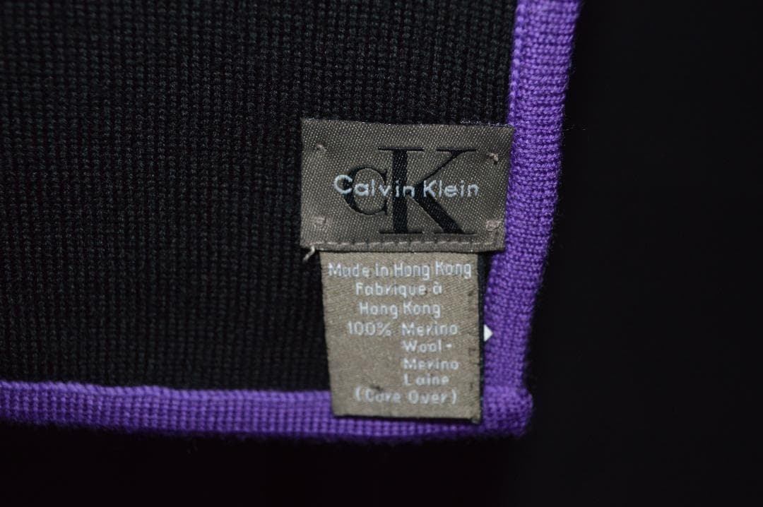 ①Calvin Klein　カルバンクライン　ブラックマフラー　メリノウール — image 3