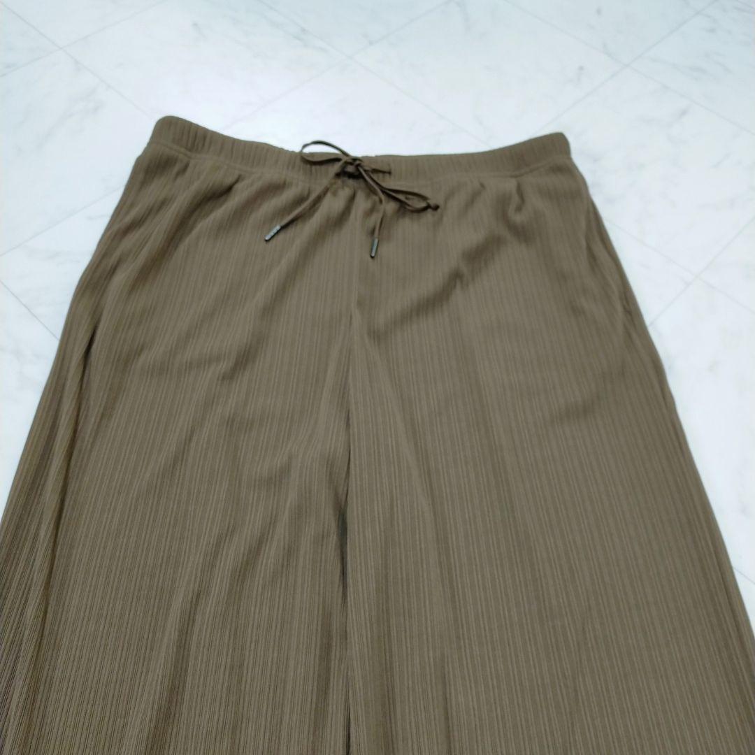 GU ジーユー リブプルオンパンツ ワイドパンツ カーキ XL — image 3
