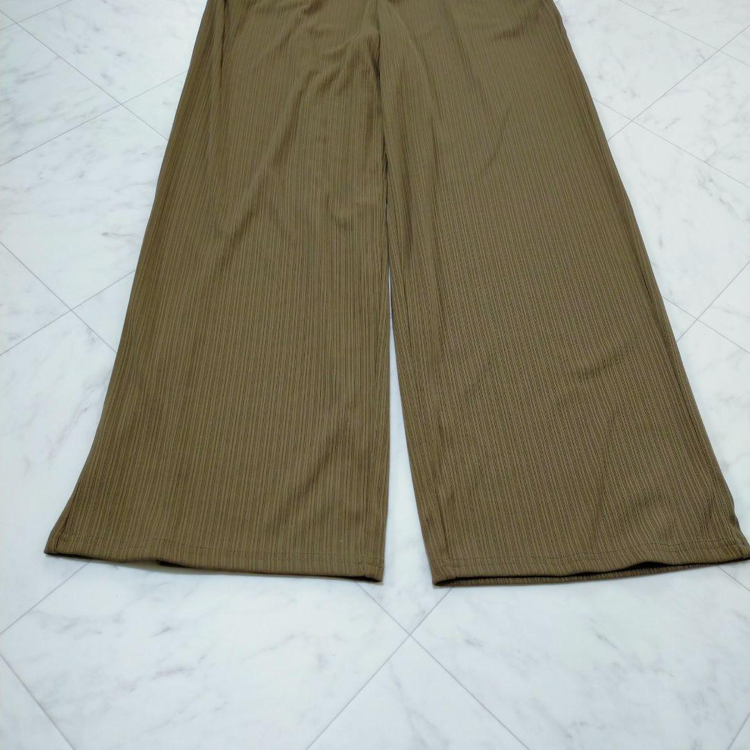GU ジーユー リブプルオンパンツ ワイドパンツ カーキ XL — image 4