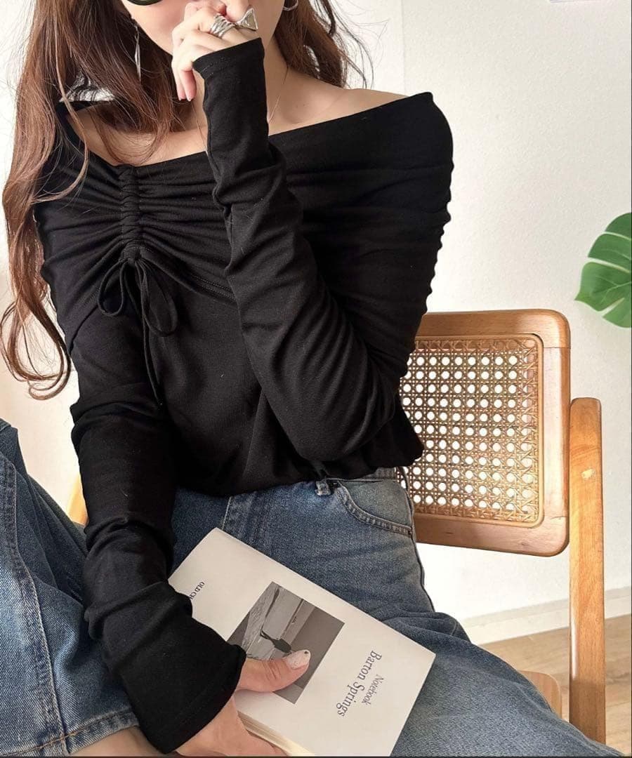 classicalelf オフショルリボンカットソー ブラック L トップス — image 5