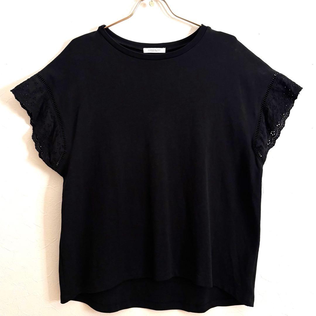 クラシカルエルフ 袖レース フレンチスリーブ Tシャツ 黒 S — image 4