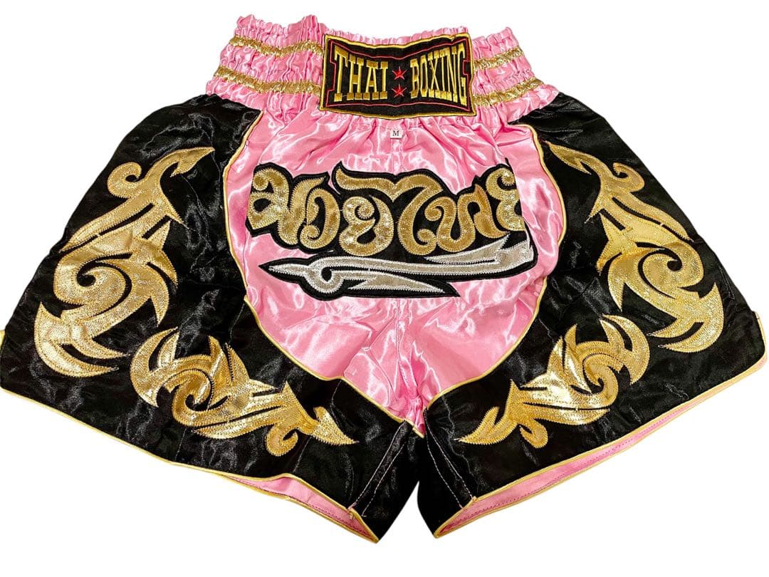 THAI BOXING ムエタイパンツ ピンク×ブラック M キック サテン — image 2