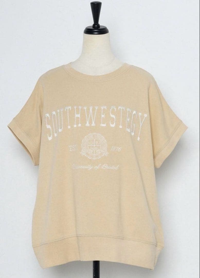 【新品】BONJOUR SAGAN カレッジ刺繍ピグメントスウェットTシャツ — image 5