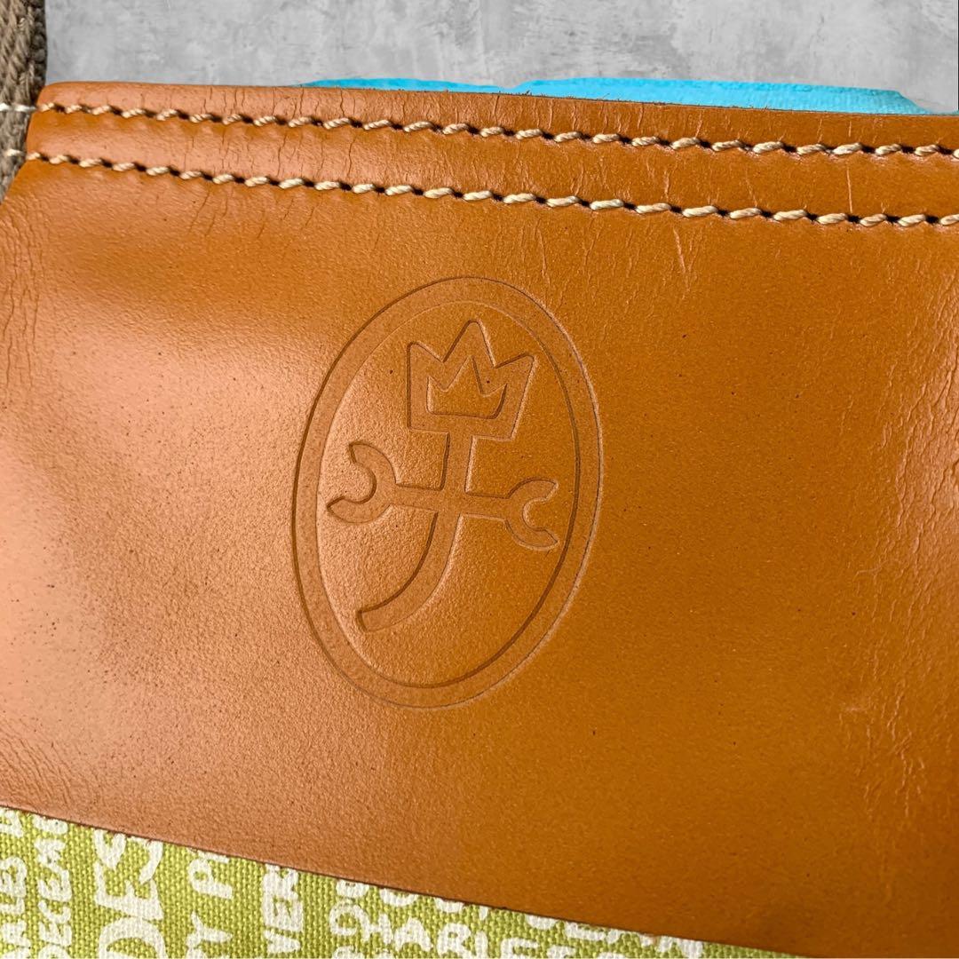 カステルバジャック ハンドバッグ 総柄 ライムグリーン 本革 ロゴ — image 4