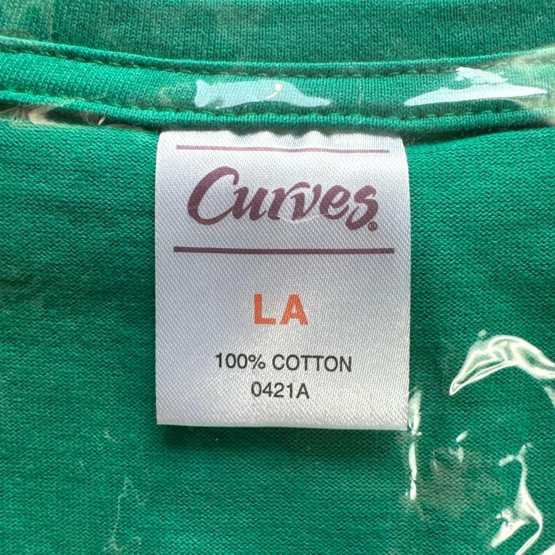 【新品未使用】Curves Tシャツ 半袖 LA グリーン 綿100% ヨガ — image 3