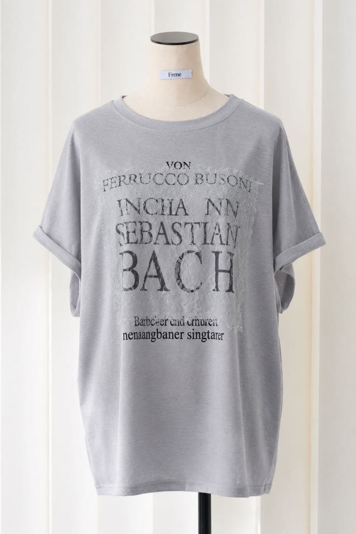Frene レースレイヤードロゴTシャツ　グレー — image 2