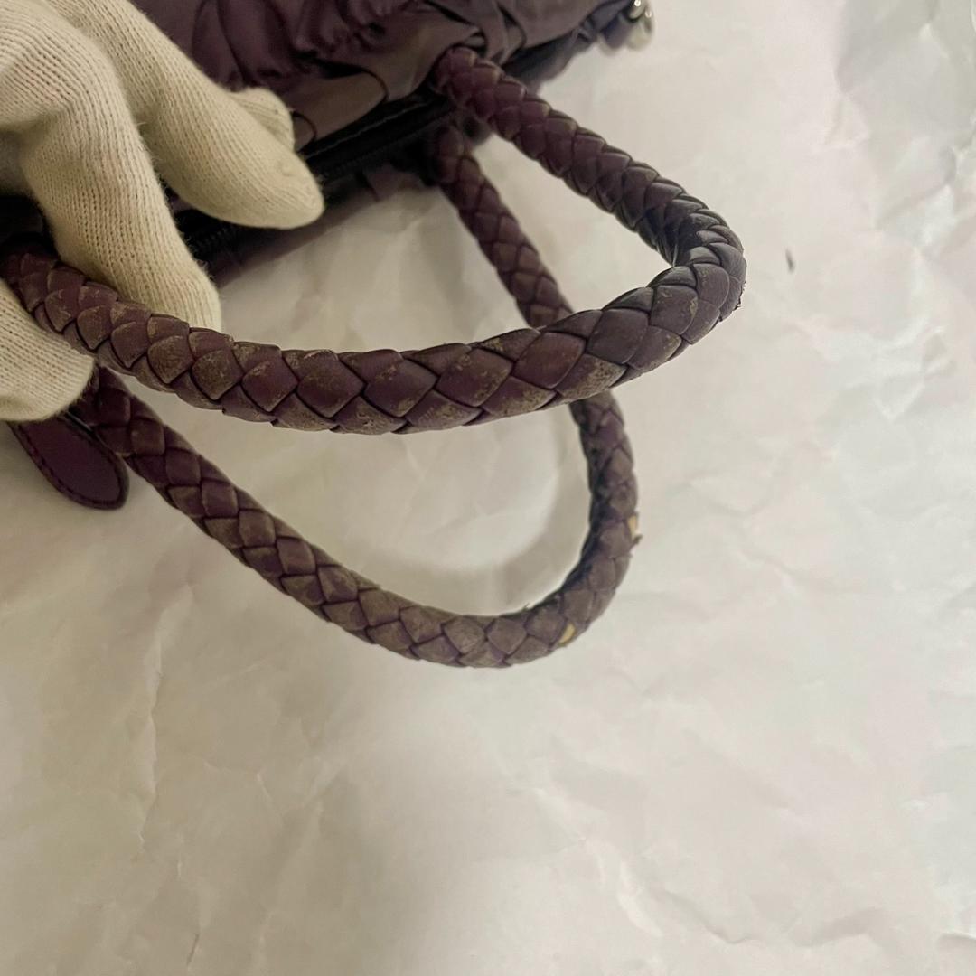 PRADA プラダ ナイロン ギャザー 2WAY ショルダーバッグ 紫 三角ロゴ — image 3