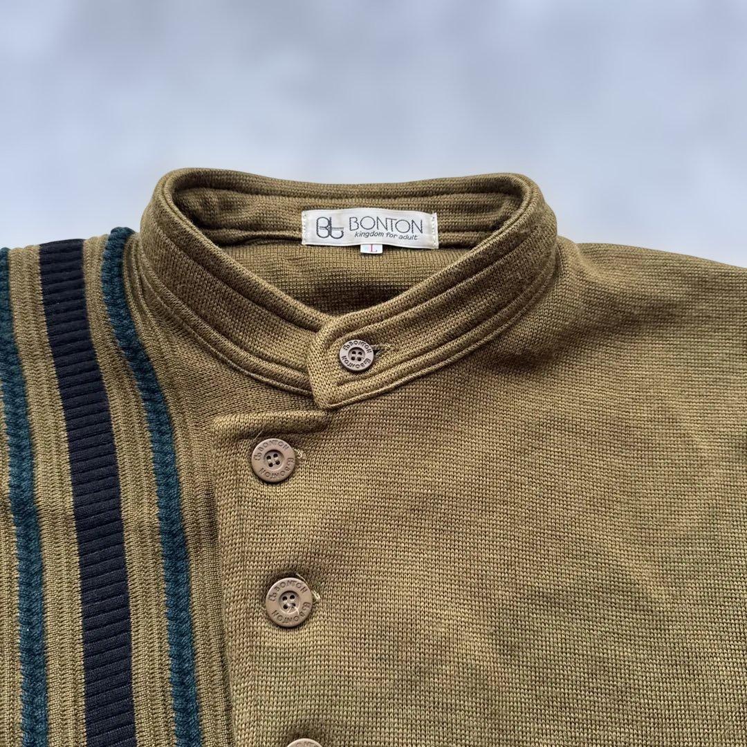 【ヴィンテージ】BONTON ボントン ハーフボタン ニット L マスタード — image 4