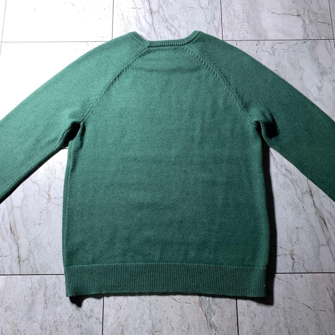 00s〜 L.L.Bean 短丈 コットンニット グリーン 無地 カシミヤ混 — image 3
