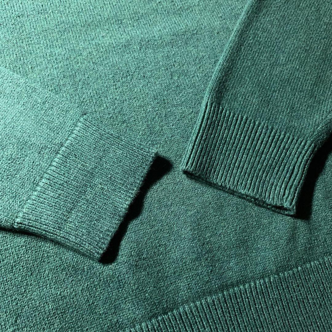 00s〜 L.L.Bean 短丈 コットンニット グリーン 無地 カシミヤ混 — image 5