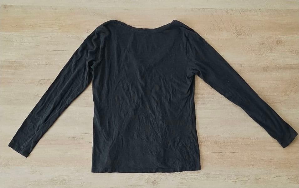 ディップ 無地 トップス Vネック 長袖 XS 黒 綿 インナー デイリー — image 2