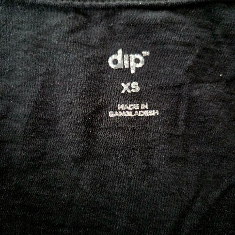 ディップ 無地 トップス Vネック 長袖 XS 黒 綿 インナー デイリー — image 3