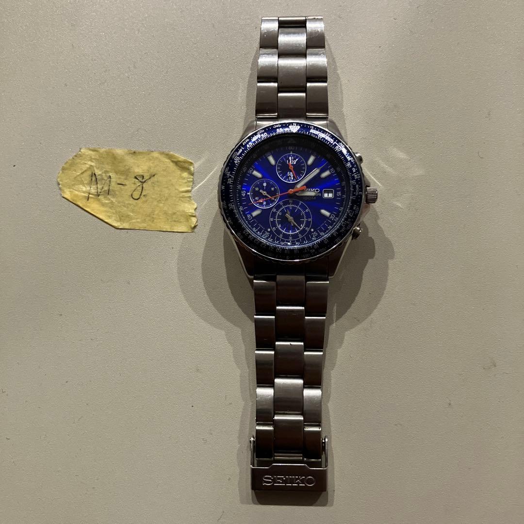 SEIKO セイコー パイロット クロノグラフ 100M ブルー文字盤 腕時計 — image 2