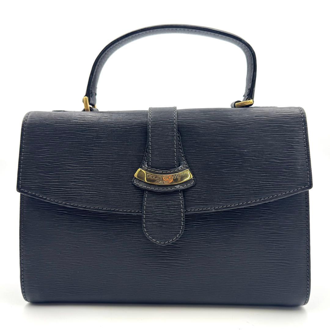 美品✨クレージュ ハンド ショルダーバッグ 2way ロゴ金具 ヴィンテージ 黒 — image 2