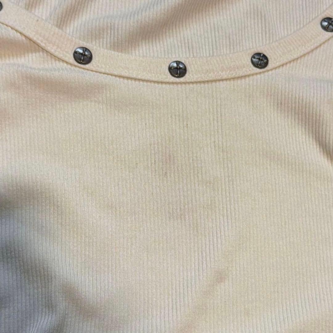 YRZS 長袖 ピチ Tシャツ スタッズ ホワイト 白 — image 2