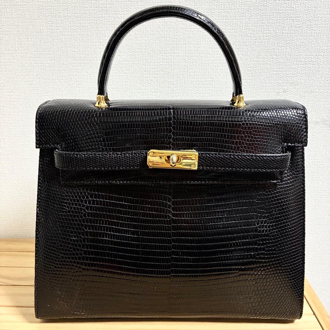 最高級 リザード ブラック ゴールド金具 ハンドバッグ Lizard カデナ — image 2