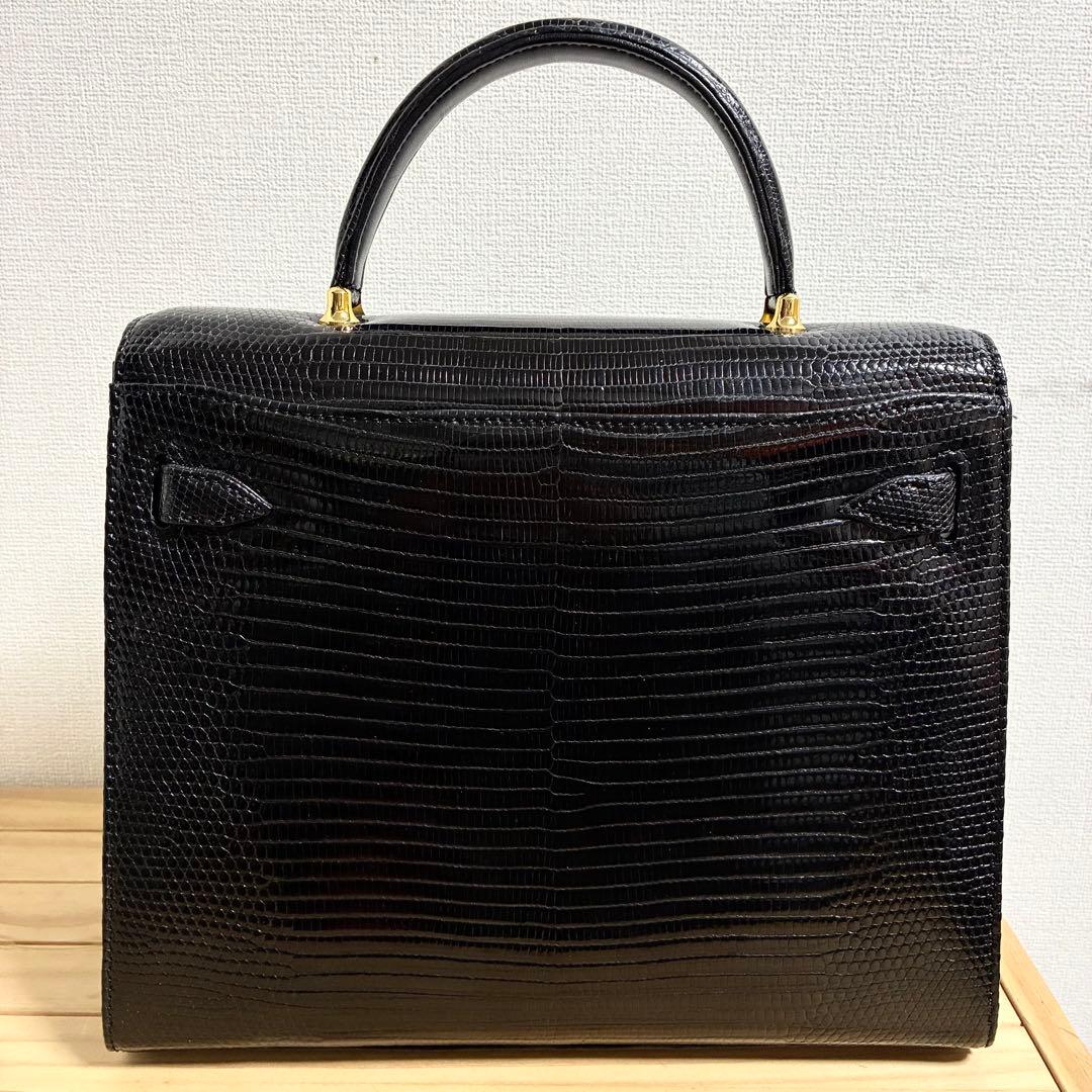 最高級 リザード ブラック ゴールド金具 ハンドバッグ Lizard カデナ — image 5