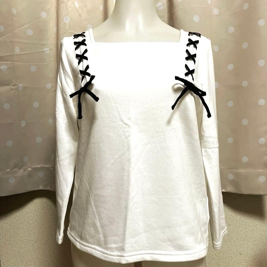 【earth♡長袖 トップス】 あみあげリボンデザイン 新品未使用❇︎匿名配送 — image 2