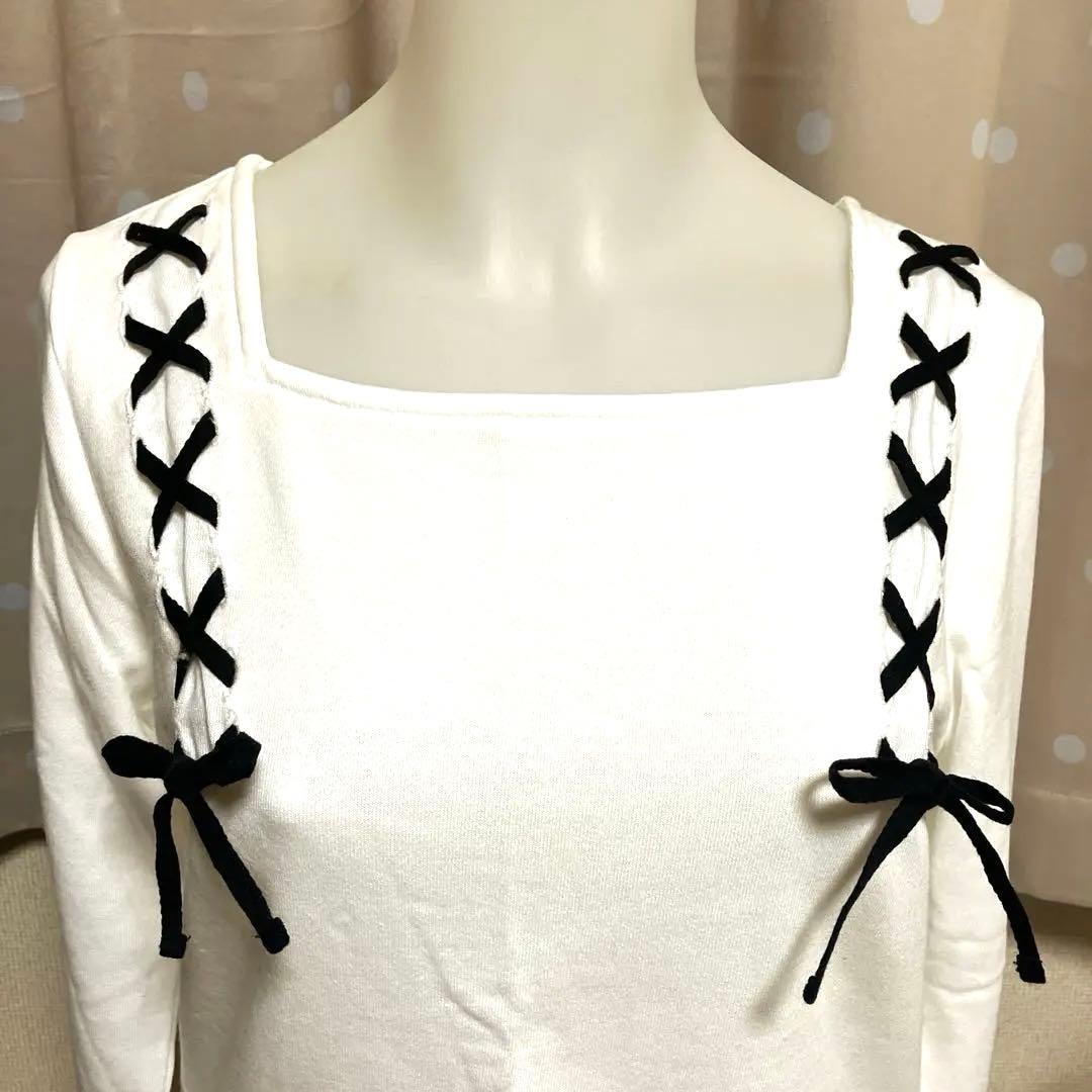 【earth♡長袖 トップス】 あみあげリボンデザイン 新品未使用❇︎匿名配送 — image 3