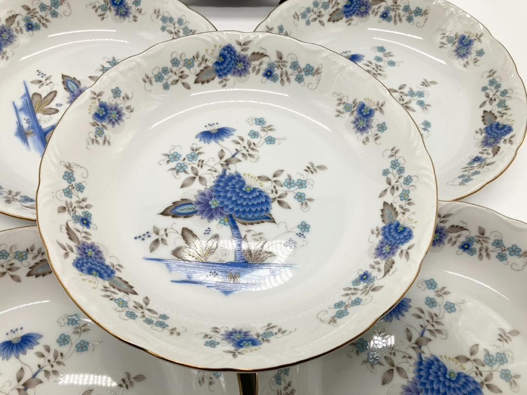鳴海製陶 オールドナルミ パスタ皿 5枚 オーバル盛皿1枚 昭和レトロ — image 4