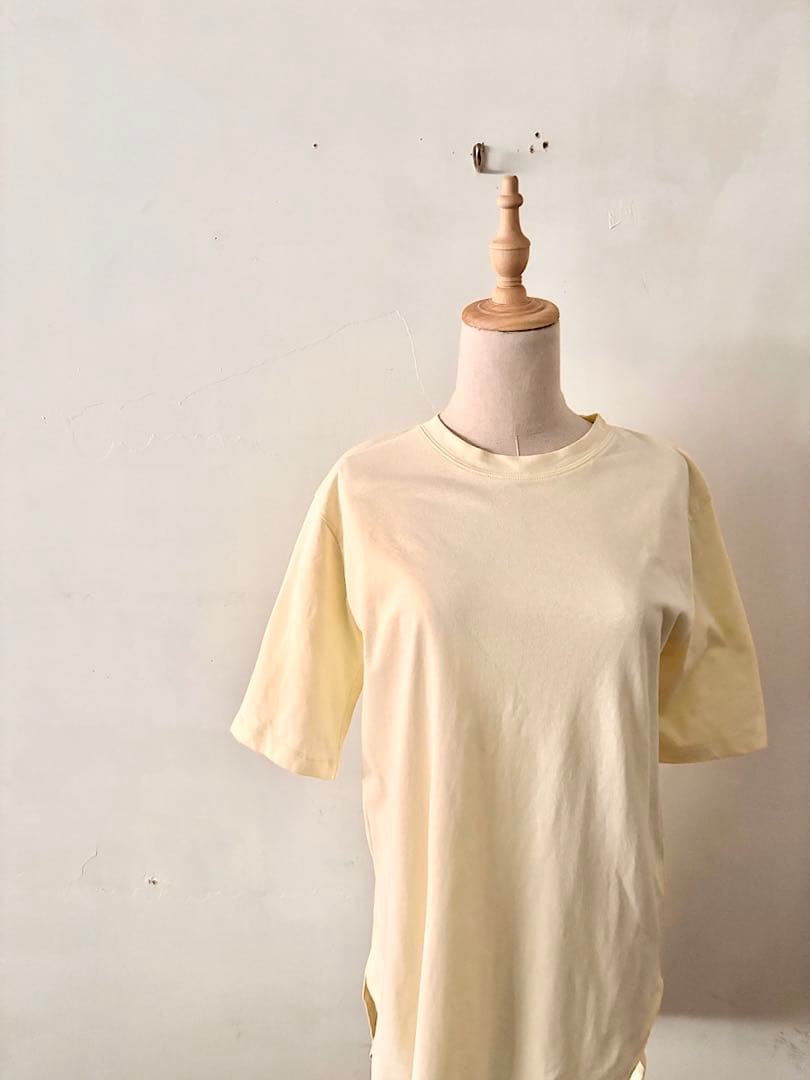【美品】AUG オーグ コットンリネン チュニック Tシャツ アイボリー — image 2