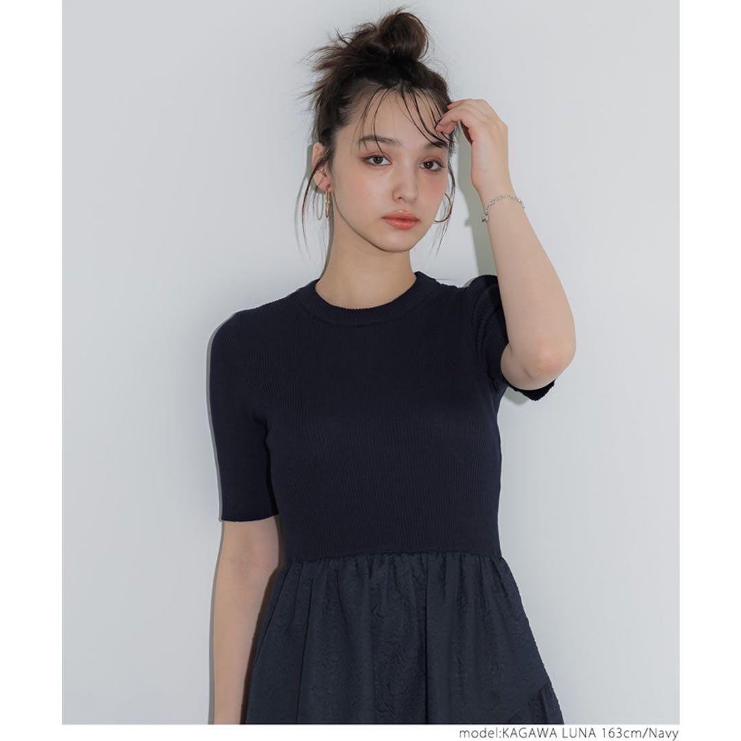 coca♡上品エンボスニットドッキングワンピース — image 3