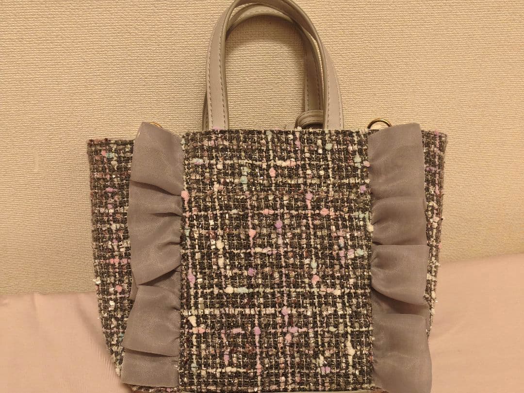☆極美品☆ダイアナ ツイード ハートフリル ハンドバッグ2wayグレー — image 2