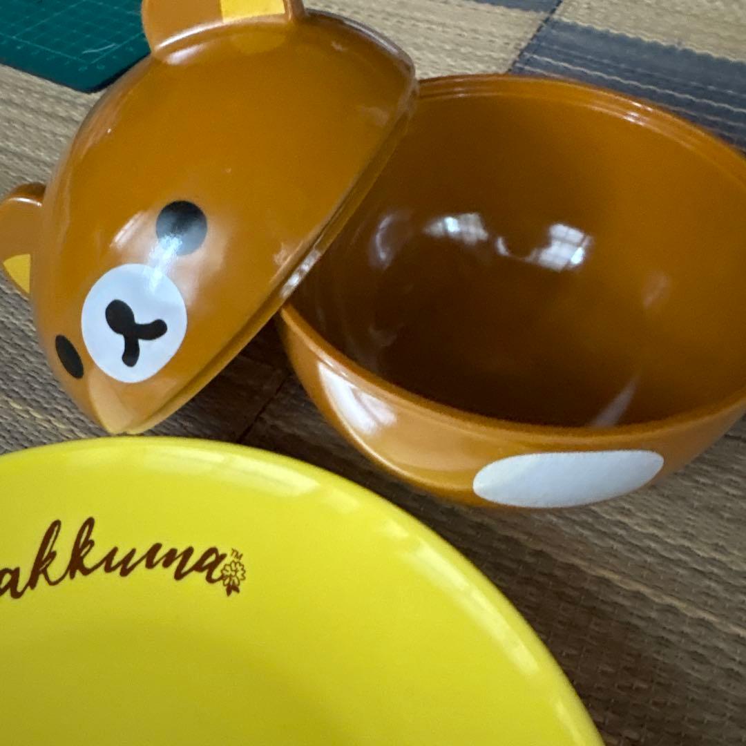 リラックマ 6点　食器セット ぬいぐるみ付き　お皿3枚　丼　スープマグ — image 3