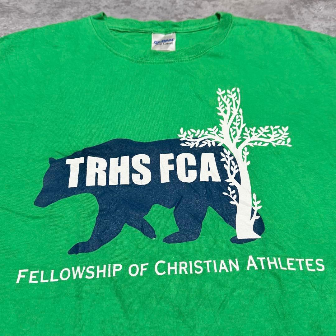 GILDAN TRHS FCA プリント 半袖Tシャツ グリーン M 古着 — image 2