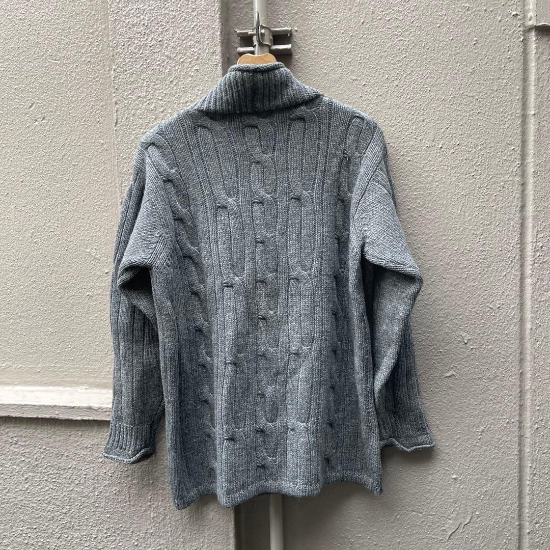 90s EMPORIO ARMANI タートルネック ケーブルニット グレー — image 3