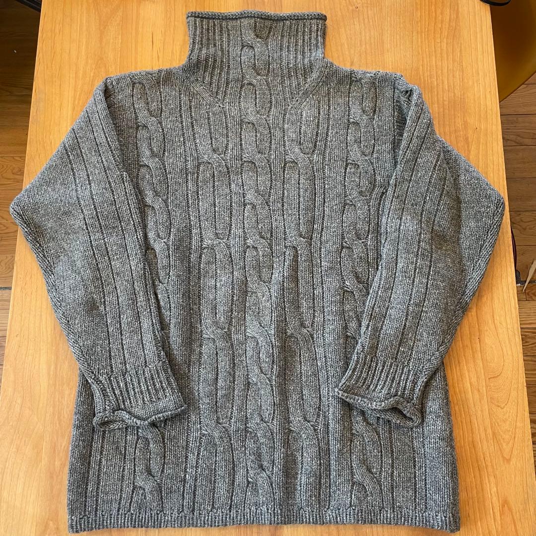 90s EMPORIO ARMANI タートルネック ケーブルニット グレー — image 5