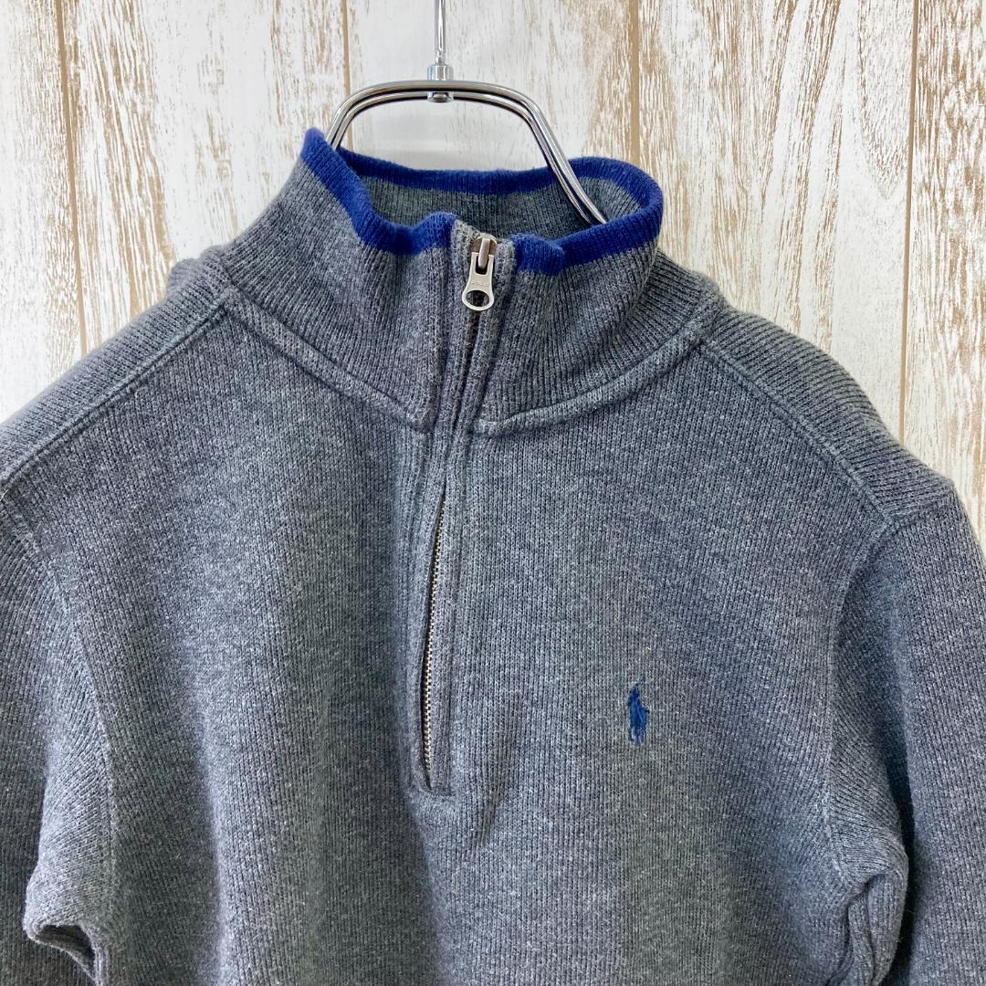 Polo Ralph Lauren　ハーフジップスウェット　刺繍ロゴ　グレー　S — image 5