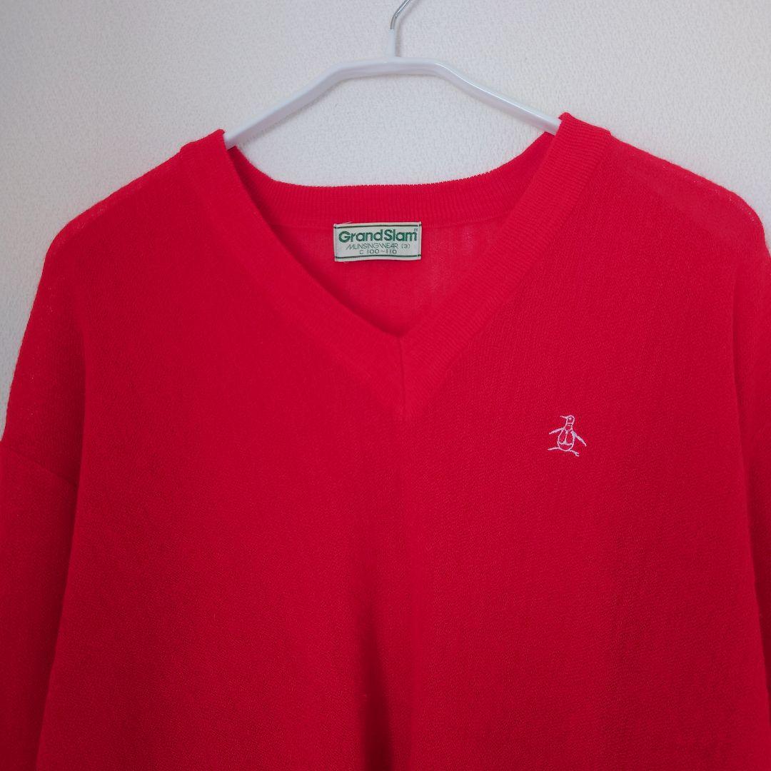 GrandSlam MUNSINGWEAR（ 薄手）長袖ニット赤　ウール混　L — image 4