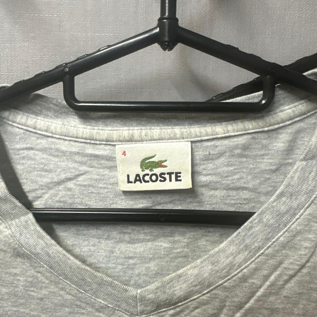LACOSTE Vネック Tシャツ グレー サイズ4 — image 2