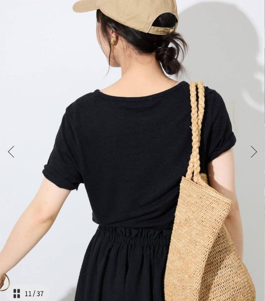 【美品】SLOBE IENA リネン混ジャージーコンパクトTEE ブラック — image 2
