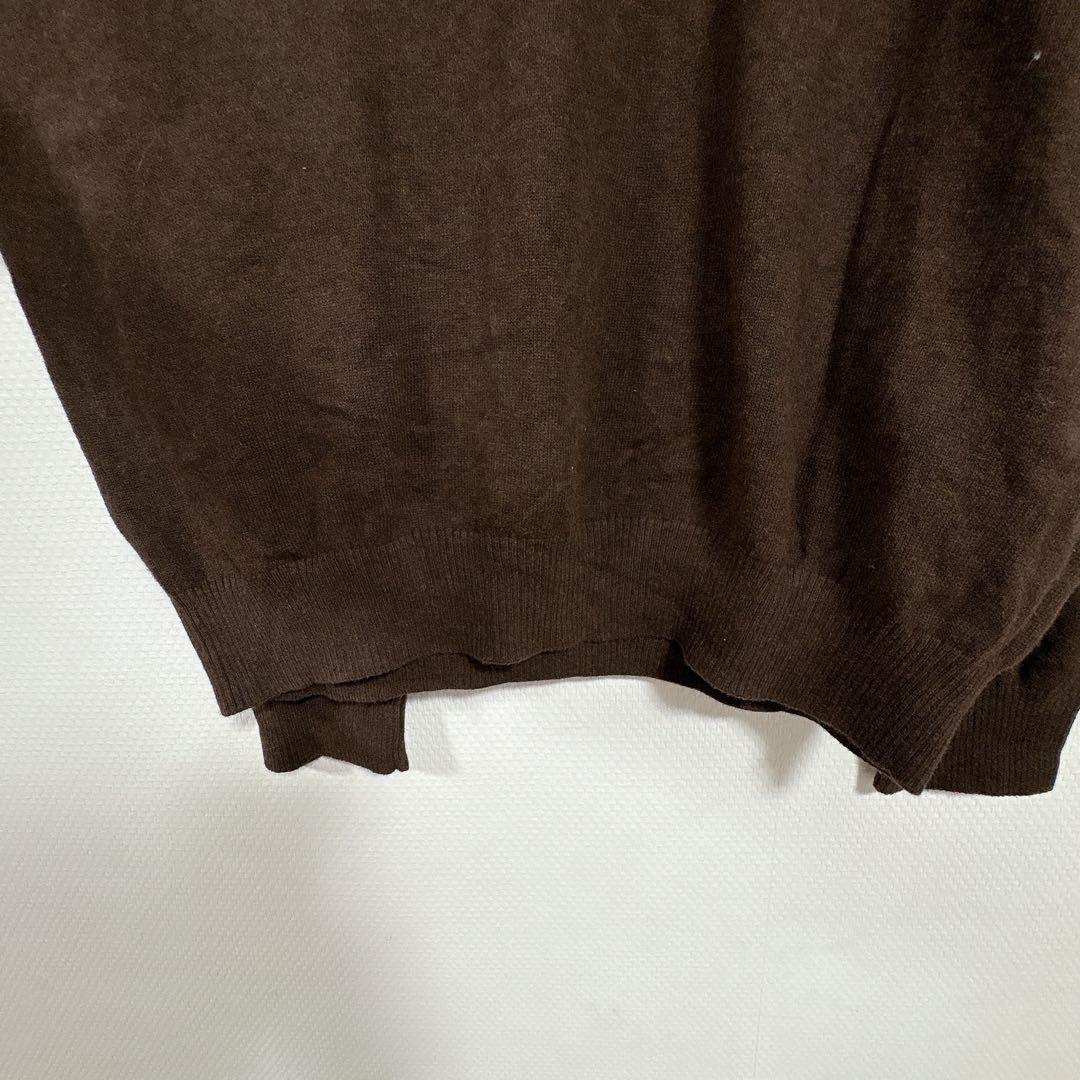 ジョスエーバンク Vネック 長袖ニット 無地 XXL 濃茶 綿 ビッグサイズ — image 5