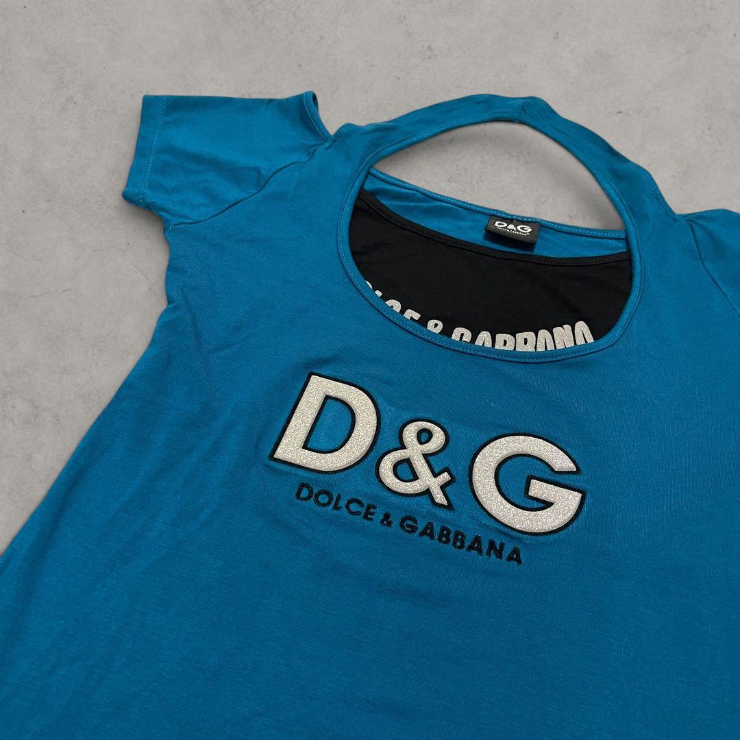 00s Y2K 平成D&G DOLCE&GABBANA 半袖 ラメロゴTシャツ — image 4