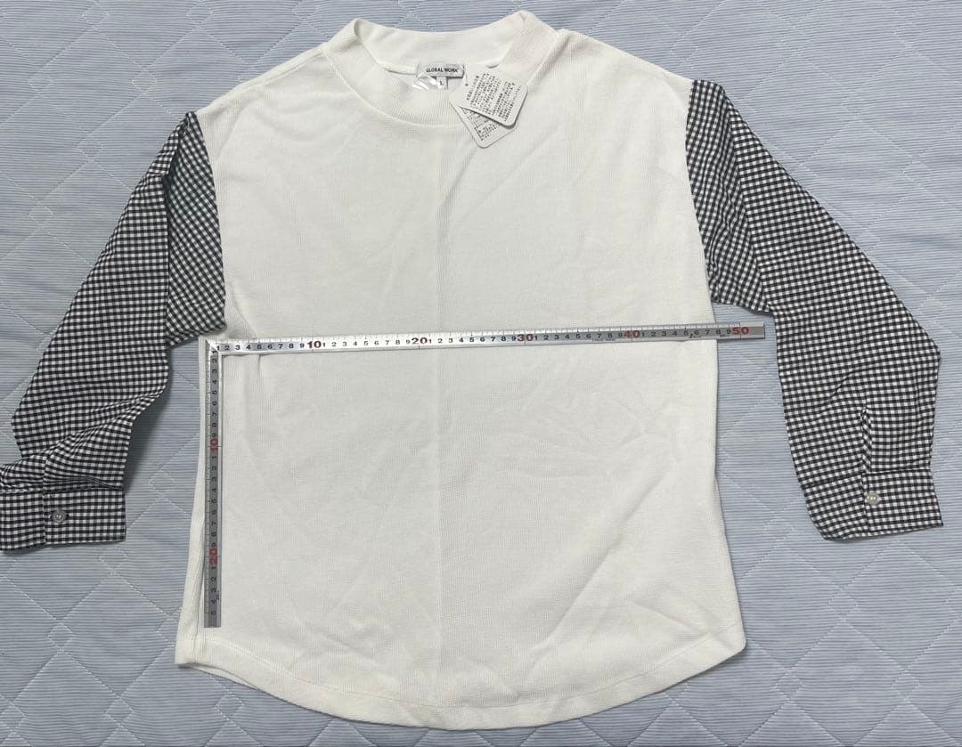 【新品未使用　GLOBAL WORK 長袖 ワッフル生地 ギンガムチェック L】 — image 5