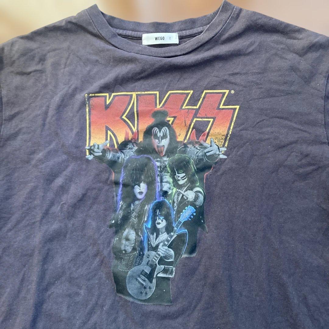 KISS グラフィック長袖Tシャツ ダークグレー　wego ロンT — image 3