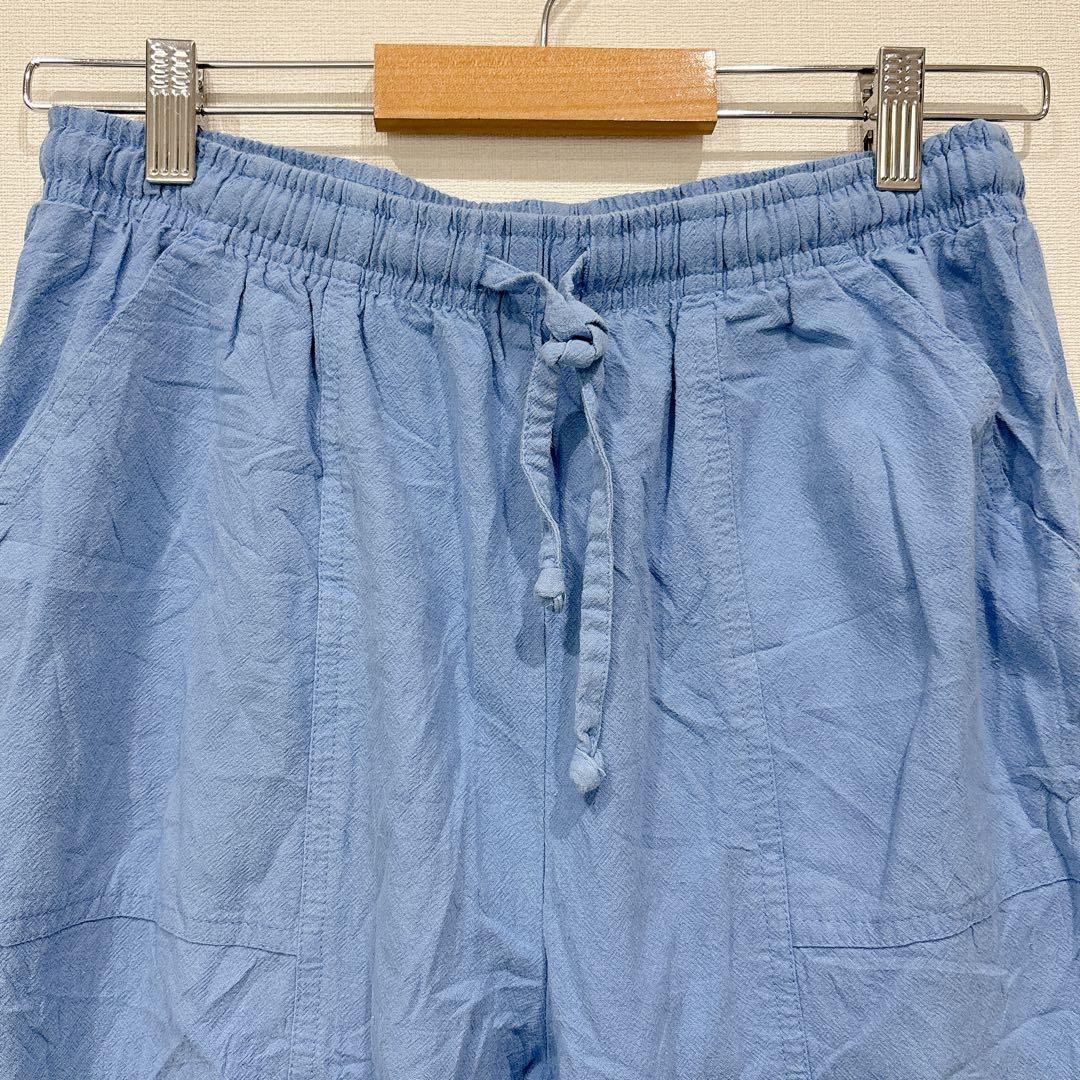 インポート ストレートパンツ コットン M 水色 綿 お出かけ リラクシー — image 4