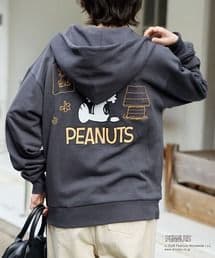 希少タグ付【PEANUTS】別注ピーナッツ刺繍ジップパーカー　グレー　スヌーピー — image 2