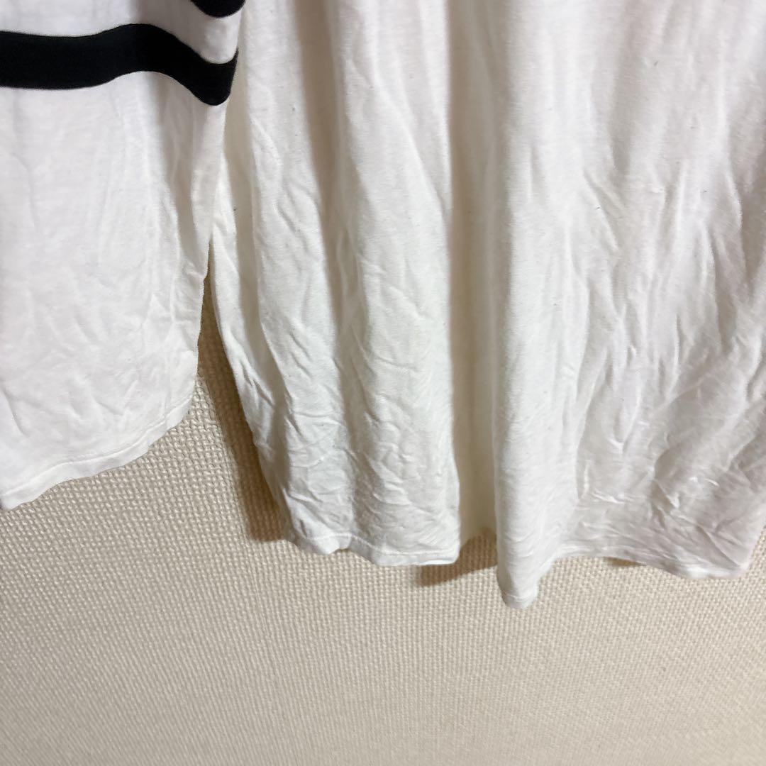 アリゾナジーンズ カットソー ボートネック 七分袖 ボーダー XL 白黒 綿 — image 5