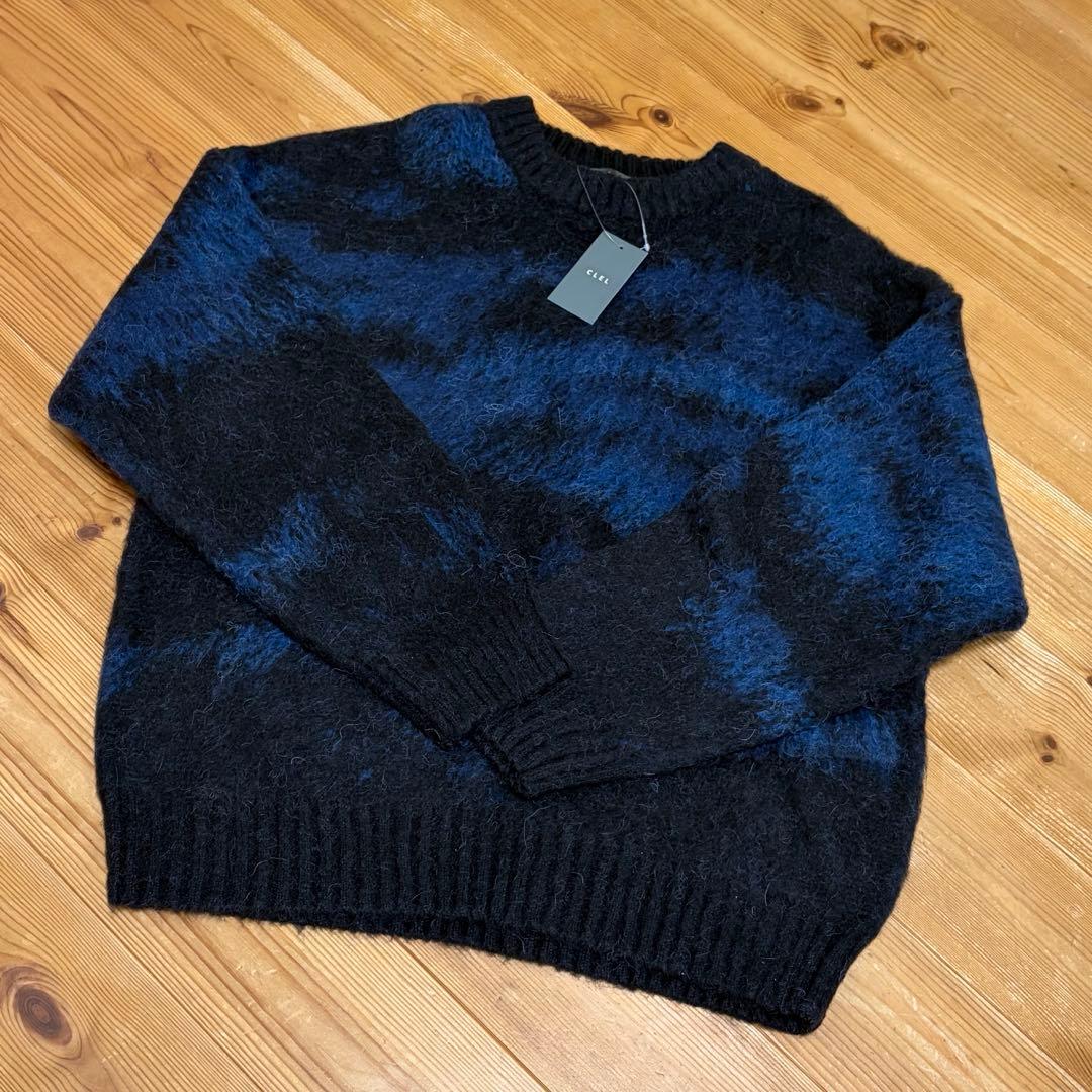 CLEL アルパカブレンドシャギーニット ブラック×ブルー — image 3