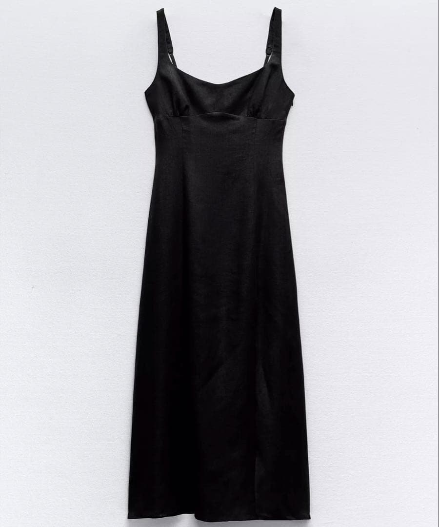 ZARA リネン100% ストラップ ロングワンピース — image 3