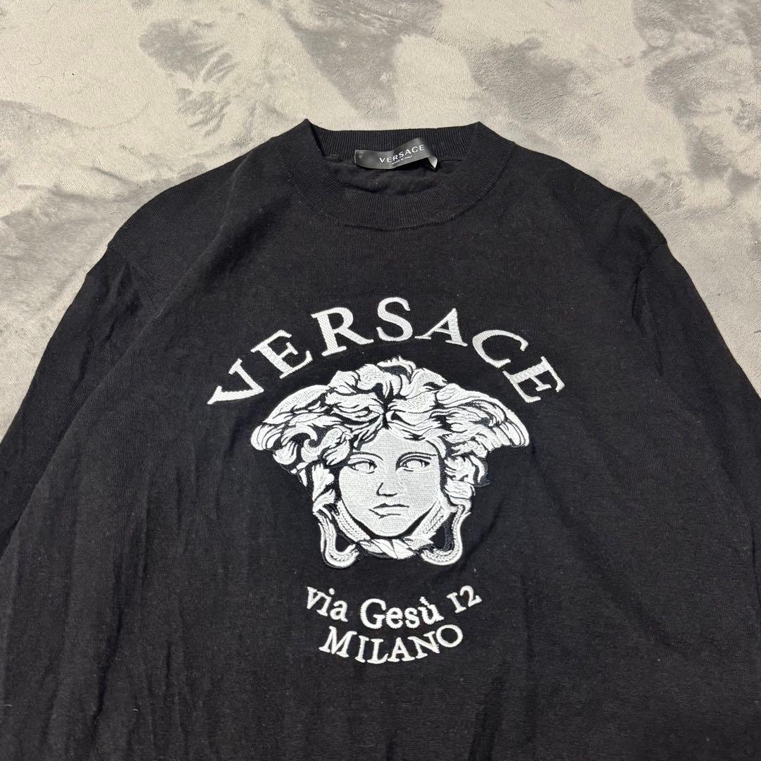 Versace メドゥーサ刺繍 ニット ウールブレンドセーター ロゴ 黒 — image 2