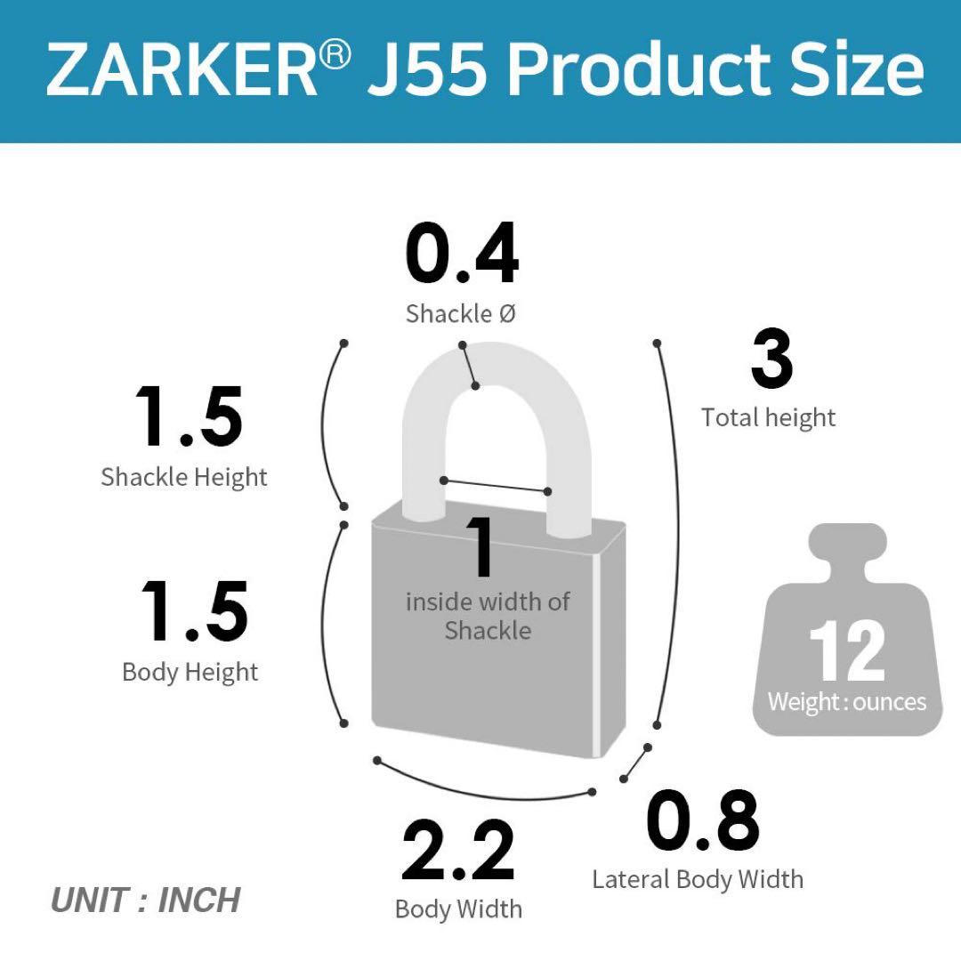 ZARKER ザーカー ステンレススチール製防錆南京錠、コンテナ倉庫J55 — image 4